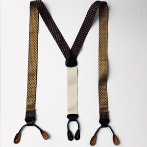 Trafalgar Suspenders Mens Nylon Button End Y-Back Braces Black Gold Print